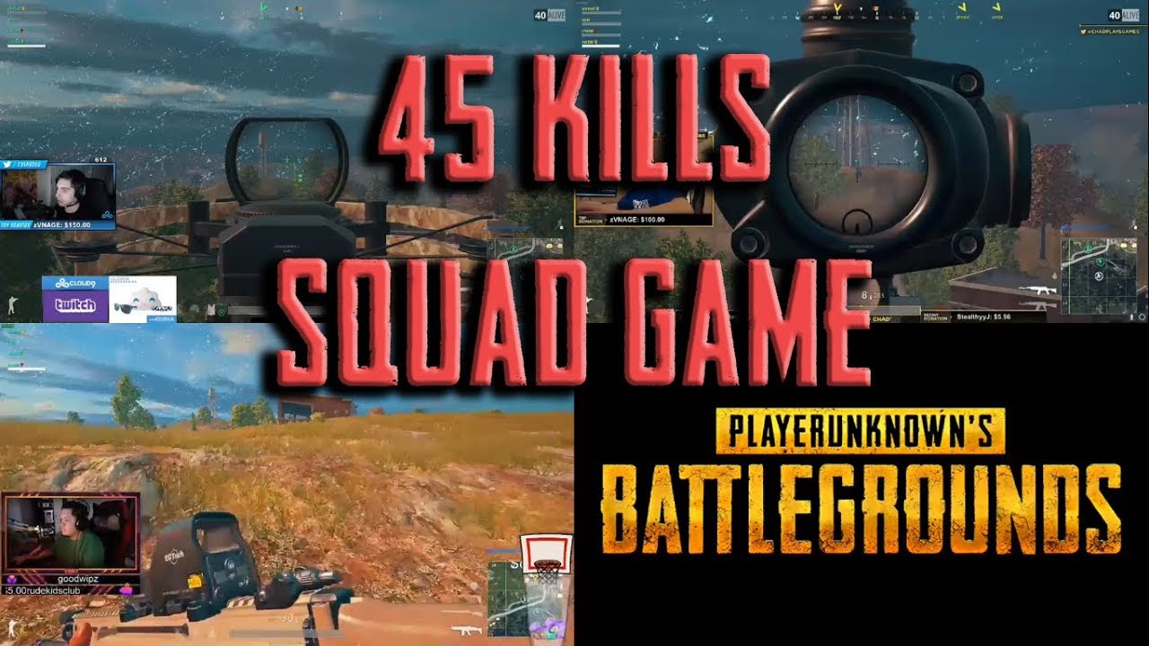 PUBG 45 KILLS SQUAD GAME feat. Shroud, Vsnz, Chadd & Just9n FULL GAME