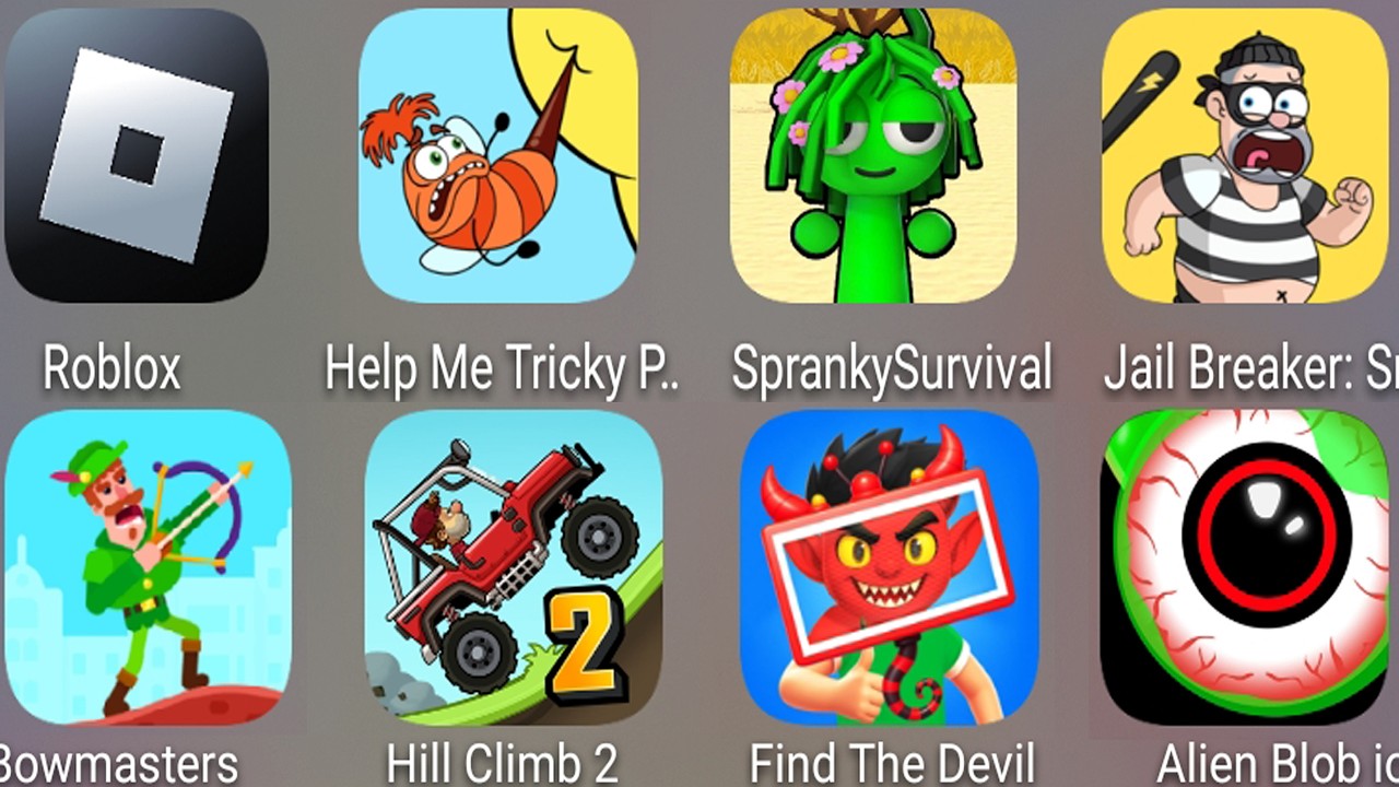 Roblox,Help Me Tricky Puzzle,Sprunki Survival,Death Puzzle,Jail Breaker,Bowmasters,Hill Climb 2