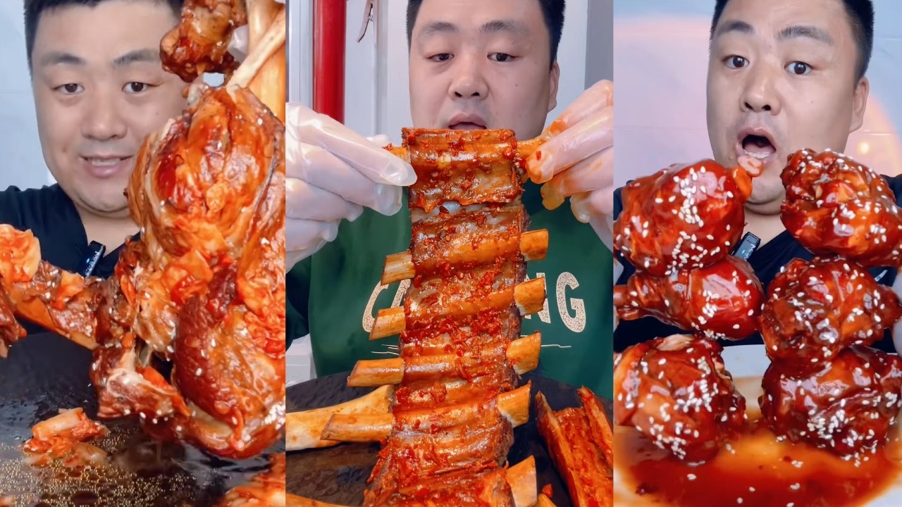 【MUKBANG ASMR】Xiaofeng Ge’s Finger-Licking Good Pork Ribs & Beef Joint