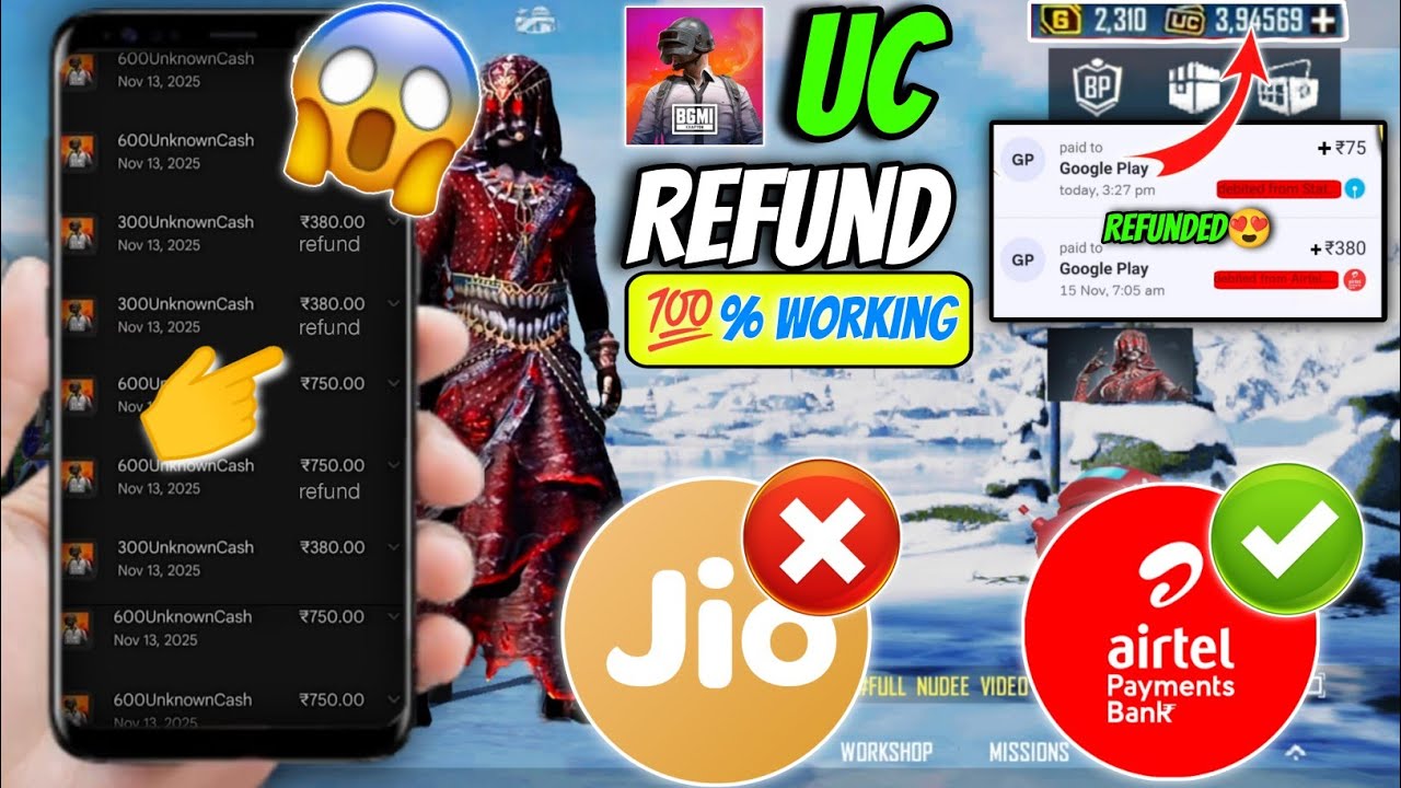 380 Rs Uc Refund Trick Bgmi 😱| Jio Finance Uc Refund ✅ How to refund UC trick in BGMi - (💯% work)