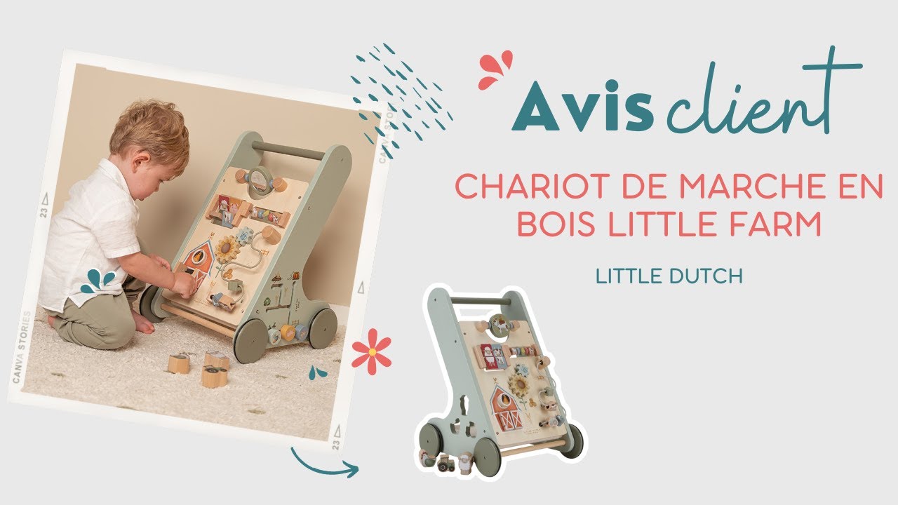 [LITTLE DUTCH] LE CHARIOT DE MARCHE EN BOIS LITTLE FARM