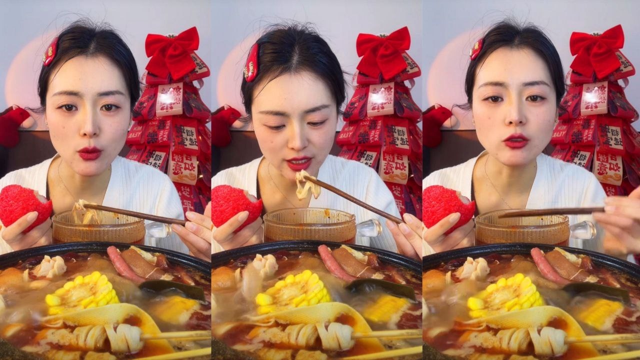 ASMR MUKBANG HOT POT | SPICY CORN, SAUSAGE & NOODLES | EATING SOUNDS