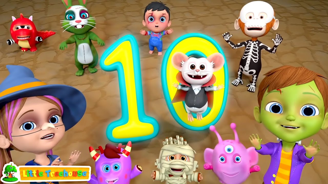Ten Little Monsters | Halloween Songs | Kids Nursery Rhymes and Cartoon Videos - Little Treehouse