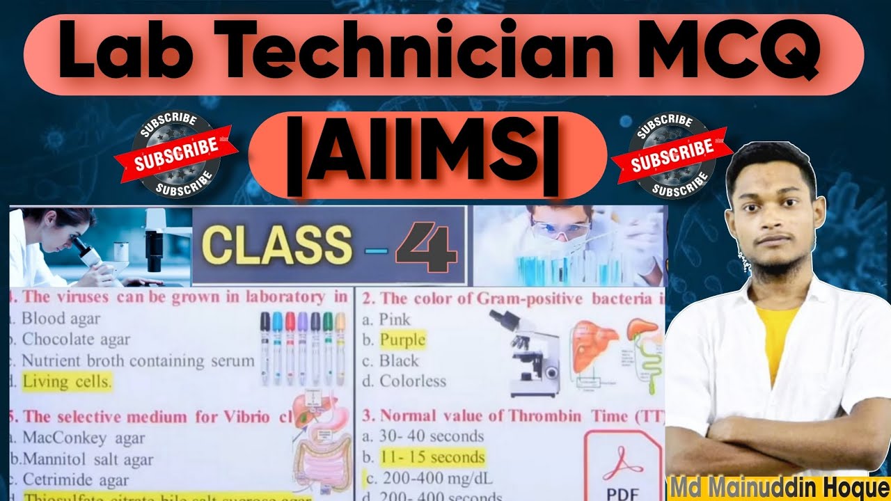 Lab Technician MCQ - Class-4|महत्वपूर्ण MCQ| DMLT | BMLT | LabTechnician | AIIMS | RRB | Paramedical