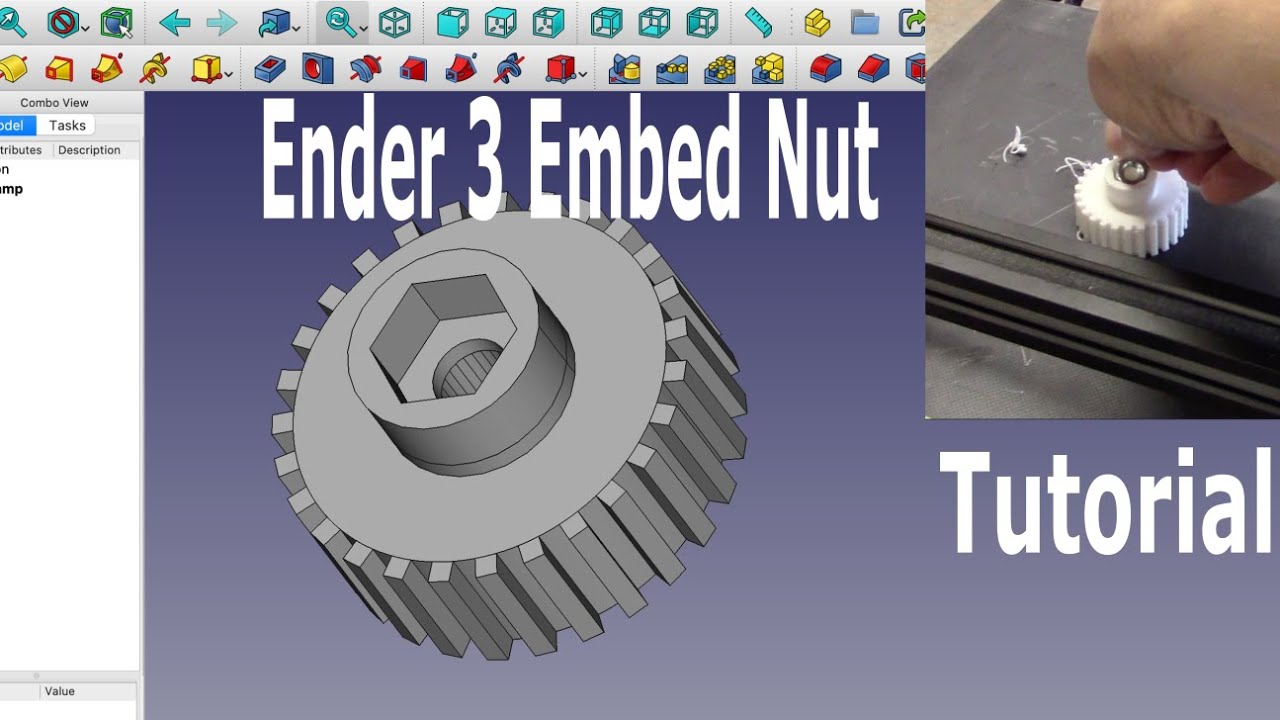 Ender 3 Embed Nut - Tutorial Using FreeCad & Custom G Code