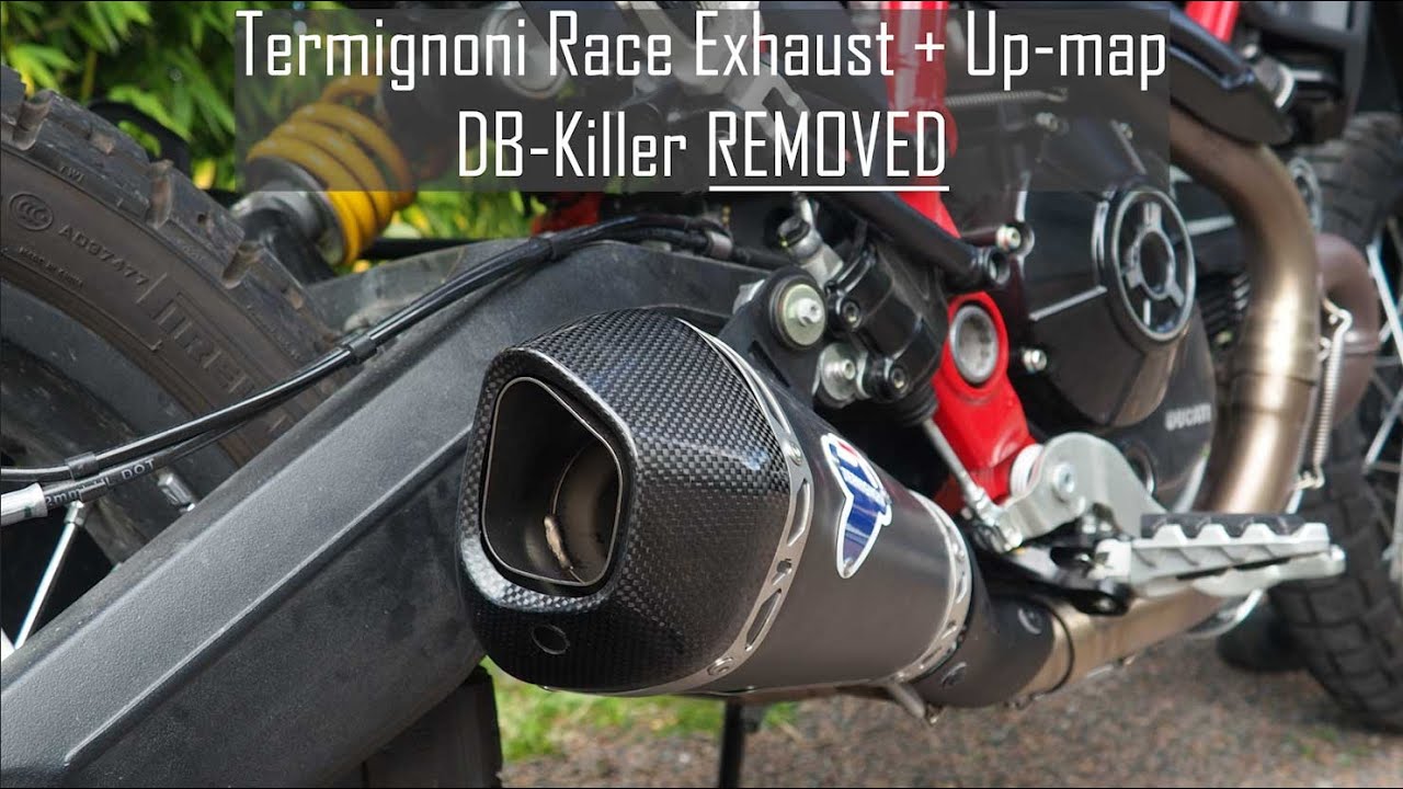Ducati Scrambler Desert Sled 2020 Stock Exhaust vs Termignoni Race slip on exhaust and up map