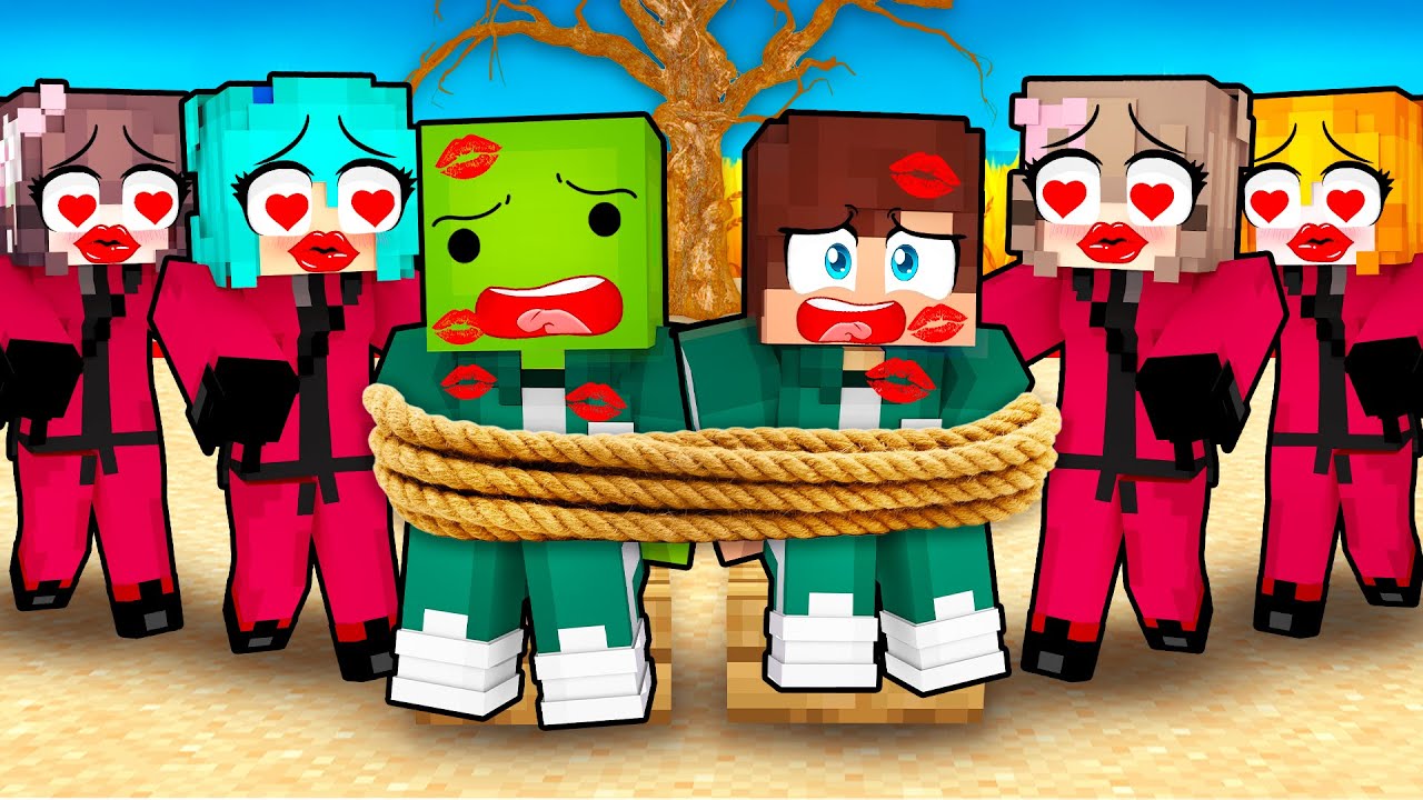 Każda DZIEWCZYNA OCHRONIARZ KOCHA Majki i Niko w SQUID GAME 3 w Minecraft