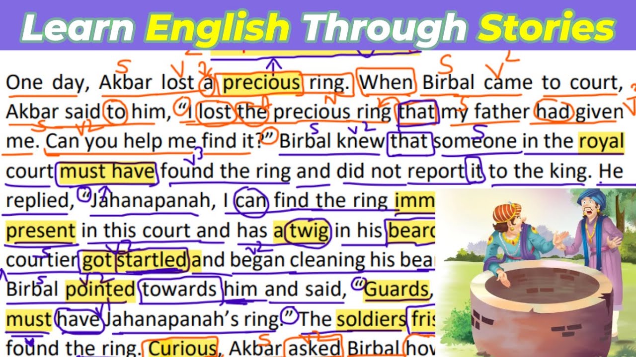 English Story Reading || Akbar Birbal Stories in English || Learn English Through Stories