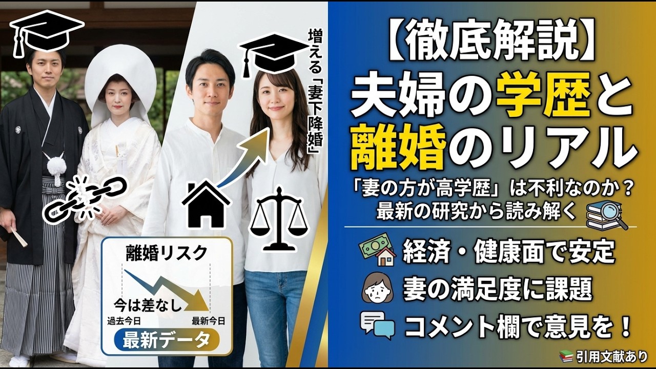 【徹底解説】夫婦の学歴と離婚のリアル｜「妻の方が高学歴」は不利なのか？最新の研究から読み解く