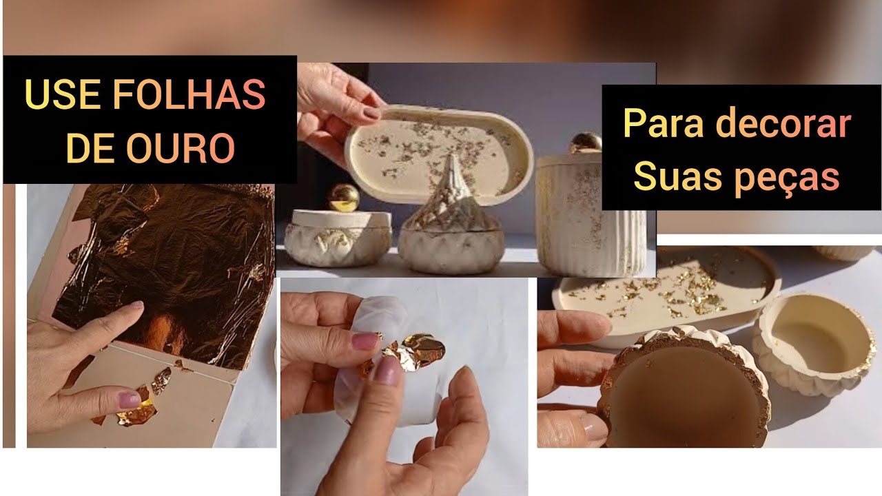 COMO FAZER BANDEJA COM GESSO PEDRA | Faça Você-Usei Folhas de Ouro para decorar 