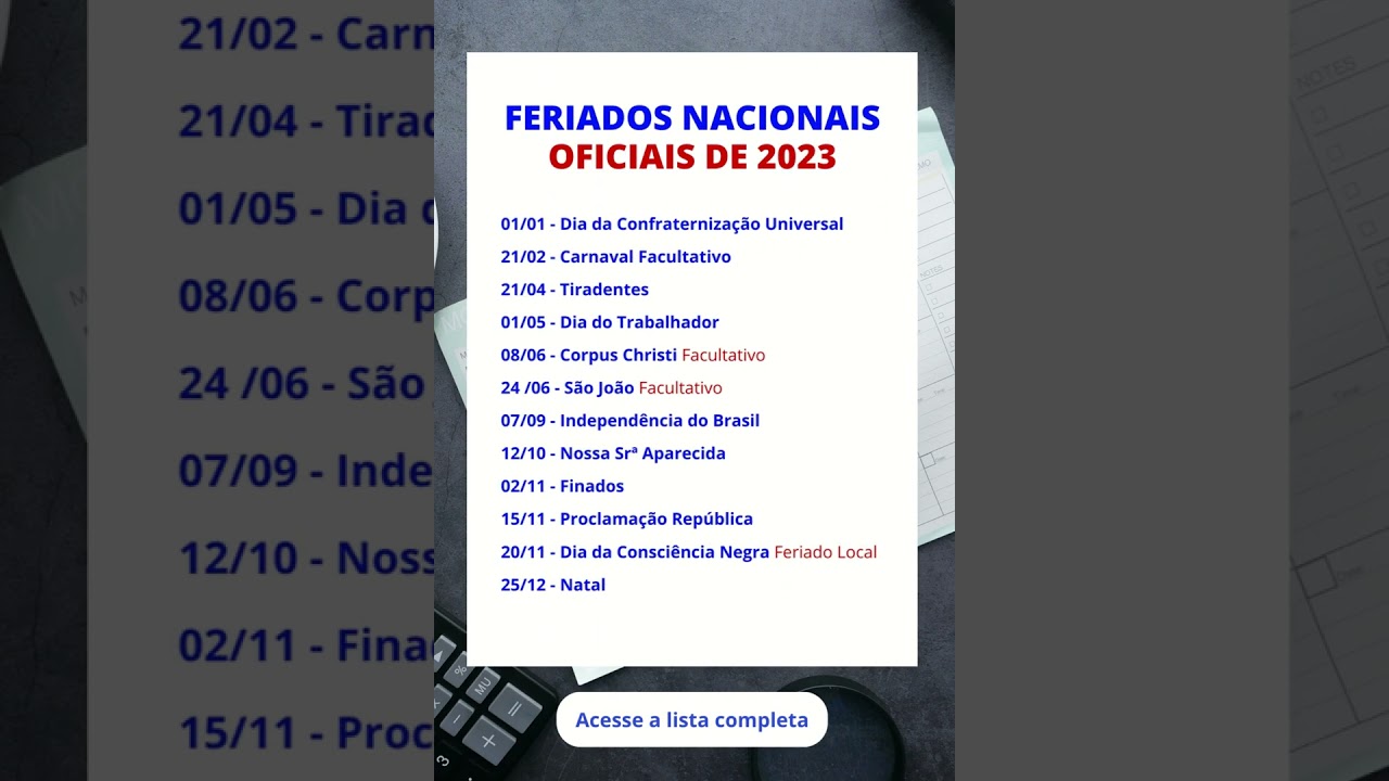 [Atualizado] Feriados Brasil