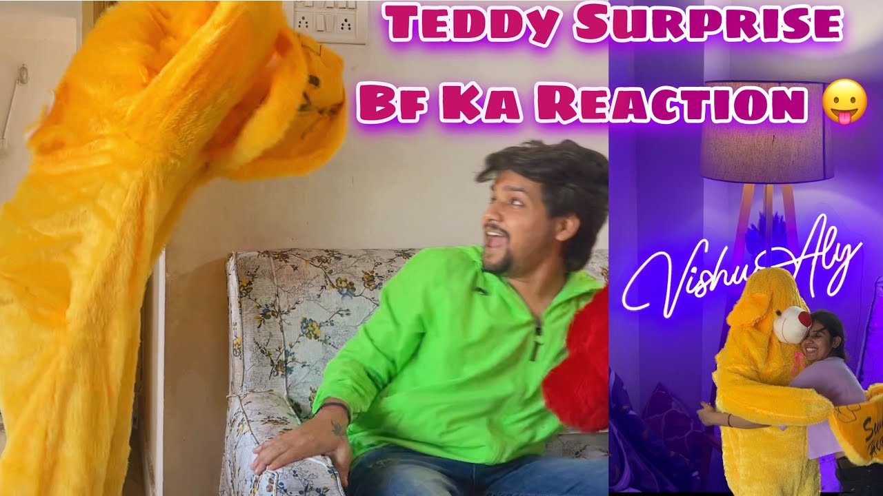 Maine Teddy Banke Surprise diya Vishu ko | My bf Reaction 😛 | Teddy Day | Vishu aly | couplemasti