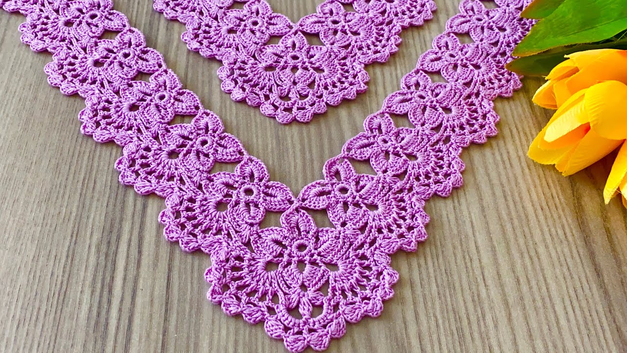 LOOK This Beautiful Angled One Piece Crochet Pattern❗️Edge Lace Step by Step Tutorial