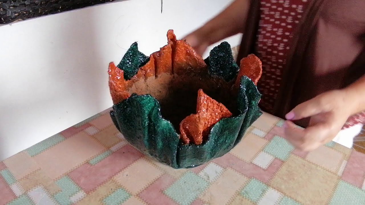 Maceta de cemento y tela