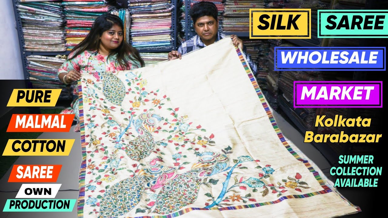 Maheswari Silk / Tussar Kantha Work / Chenderi Silk / Dola Silk / MalMal Cotton Saree Manufacturer