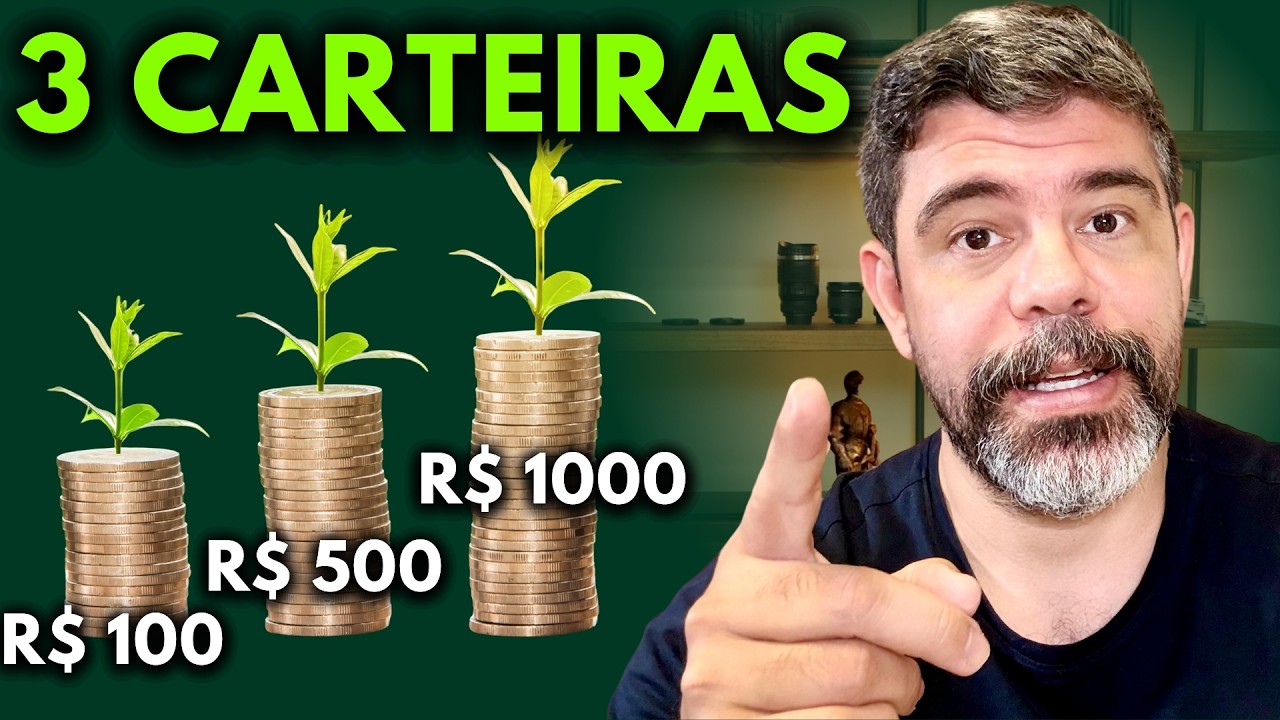 Como INVESTIR com R$100 / R$500 / R$1000 por mês, carteira de iniciantes