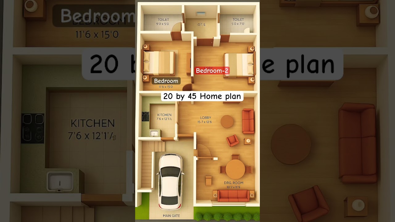 20x45 Home plan | 20by45 House plan | 20into45 Ghar ka naksha 