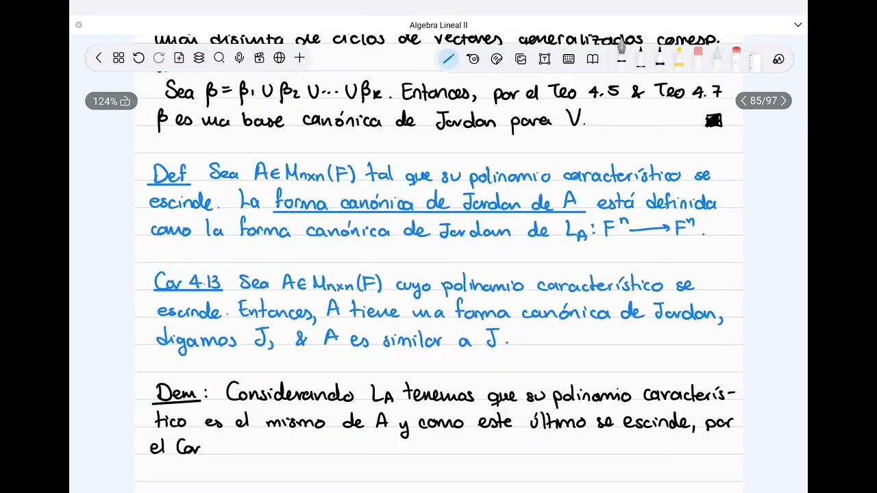 Existencia de la forma canónica de Jordan