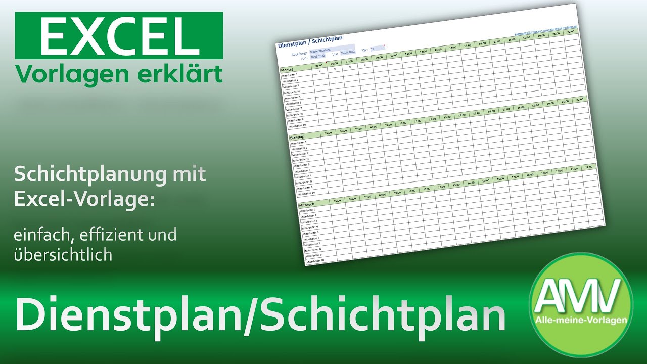Dienstplan / Schichtplan kostenlose Vorlage für Excel