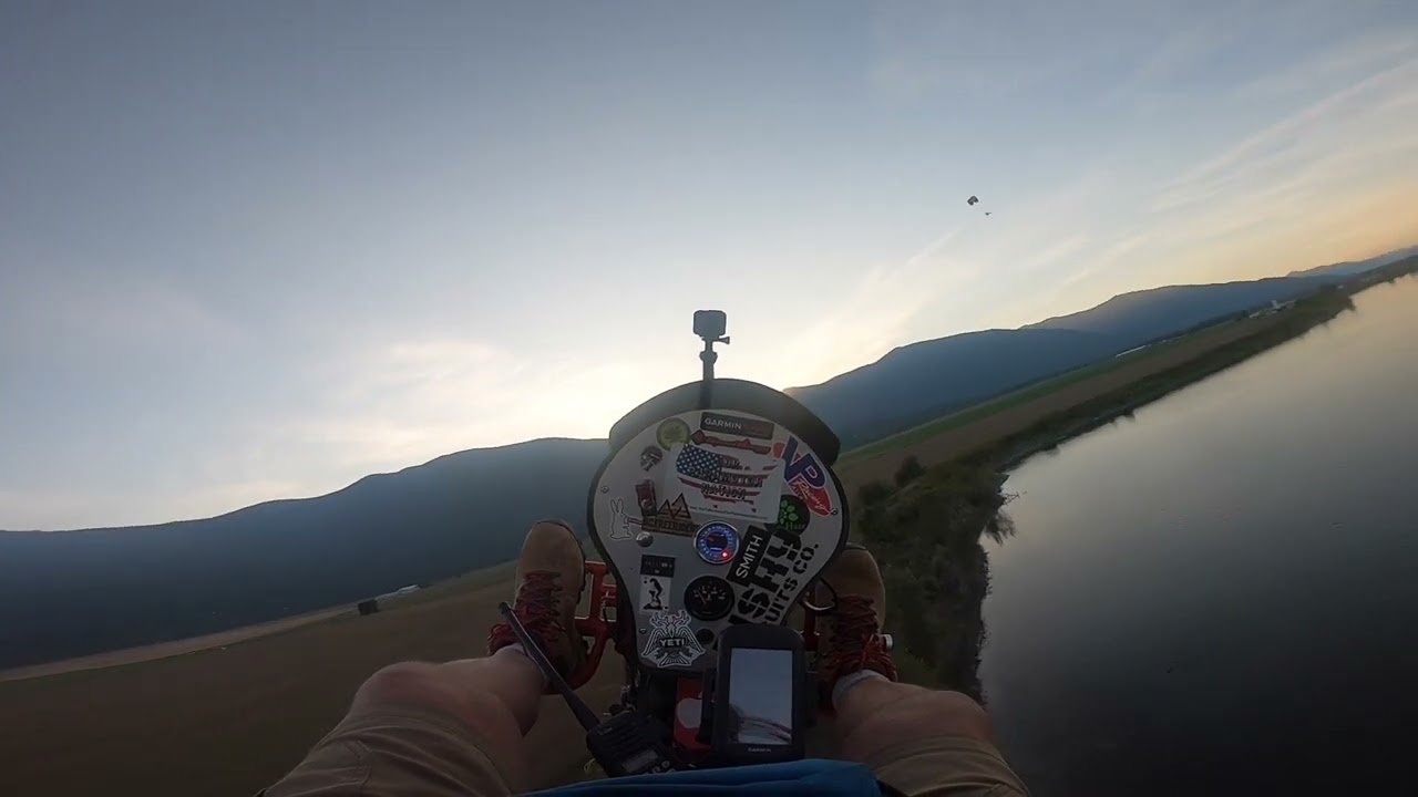 Paramotor flying on a smoking hot evening in August