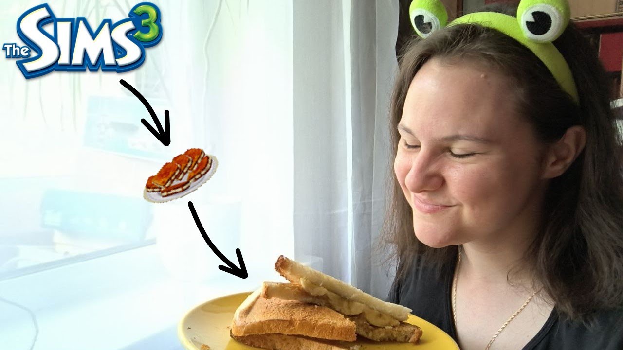 Готовлю горячий бутерброд с арахисовым маслом и бананом из Sims 3