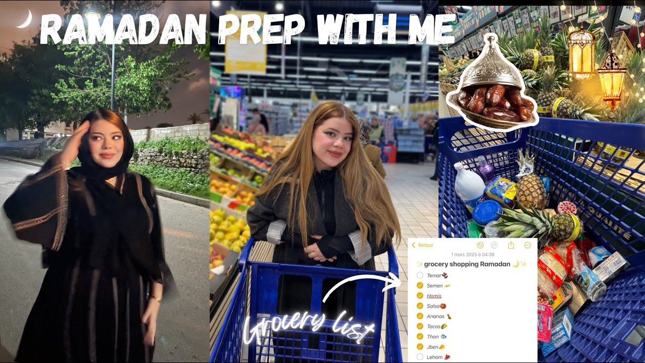 VLOG | Grocery Shopping For Ramadan | 🌙✨🛒🥬 يالاه نتقداو لرمضان • abaya • grwm • shopping 🛍️