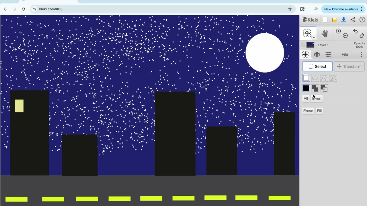 How to Draw a City Night Landscape on Kleki 🌃 | Easy Shapes & Layers Tutorial