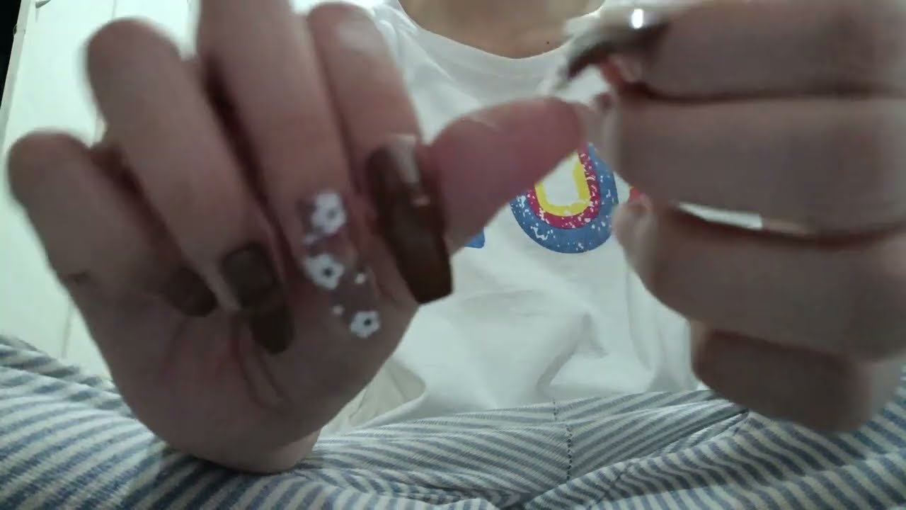 chill asmr | trying fake nails for the first time  ⋆˚✿˖°