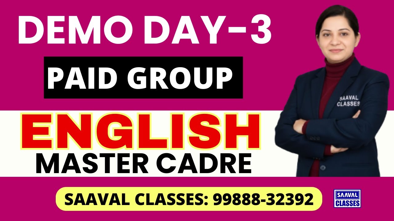 Master Cadre English Demo DAY-3 | SAAVAL CLASSES | M: 99888-32392