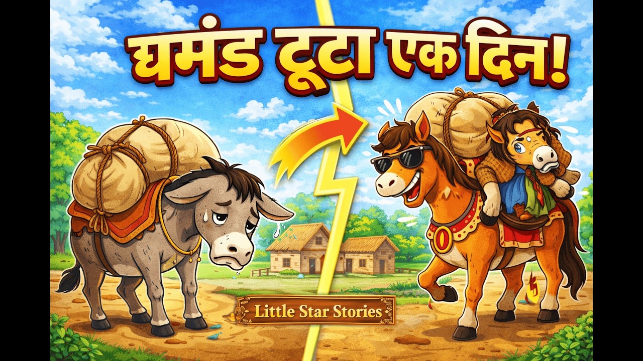 अहंकारी घोड़ा और मेहनती गधा | Panchatantra Story / Moral Story for Kids | Little Star Stories