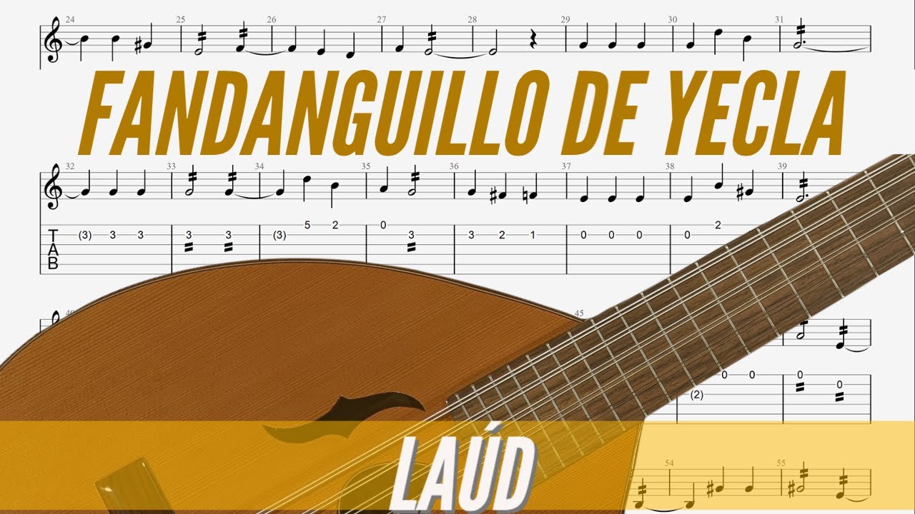 Fandanguillo de Yecla (Coros y Danza de Yecla). Tutorial laúd y bandurria partitura cifrada.