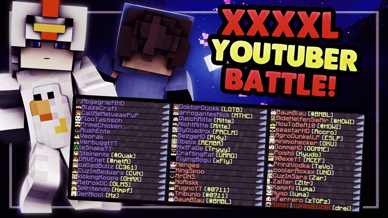XXXL YOUTUBER BATTLE | 30 vs 30 Youtuber in Bedwars!!!