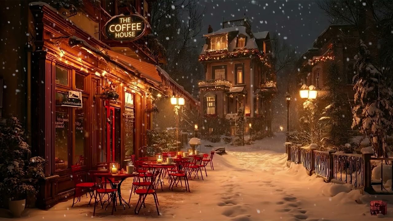 Cozy Winter Jazz Vibes ☕❄️ Smooth Jazz Piano at an Outdoor Coffee Shop for Relaxation and Focus