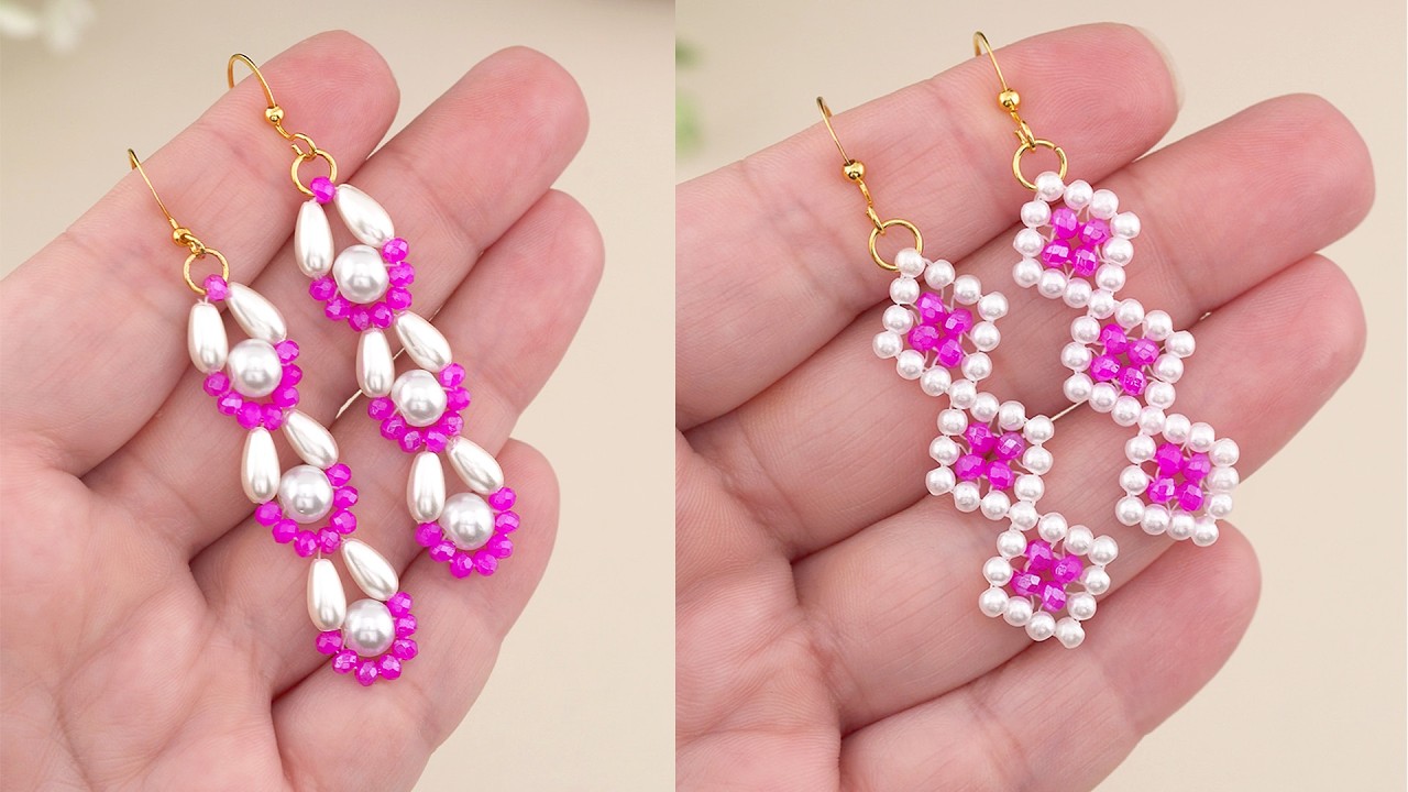 Серьги из розовых хрустальных бусин, сделанные своими рукамиПростое изготовление украшений дома из