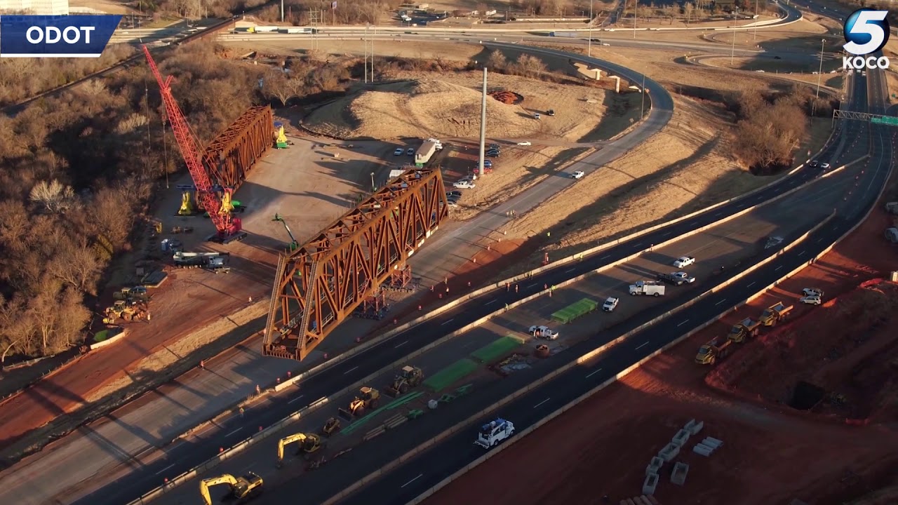 Watch: Drone captures images of weekend construction to I-235