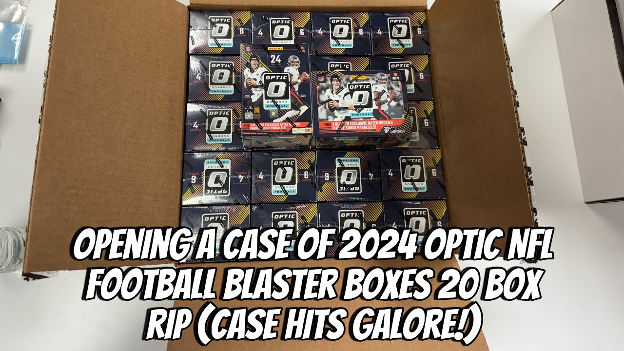 Opening a case of 2024 Optic NFL Football Blaster Boxes 20 box Unboxing & Review (Case Hits Galore!)