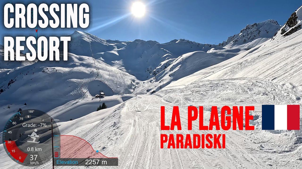 [4K] Skiing La Plagne, Crossing Resort - Roche to Inversens, Paradiski France, GoPro HERO11
