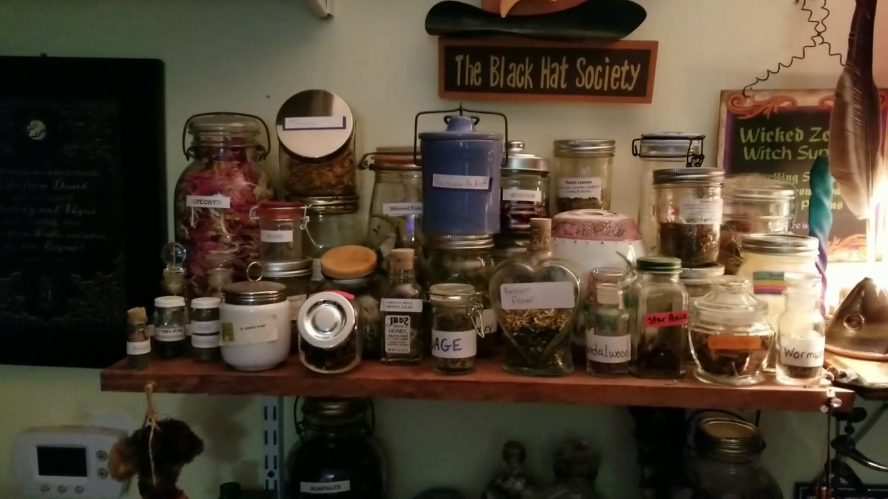 My apothecary shelves tour! Herbs and magickal ingredients.