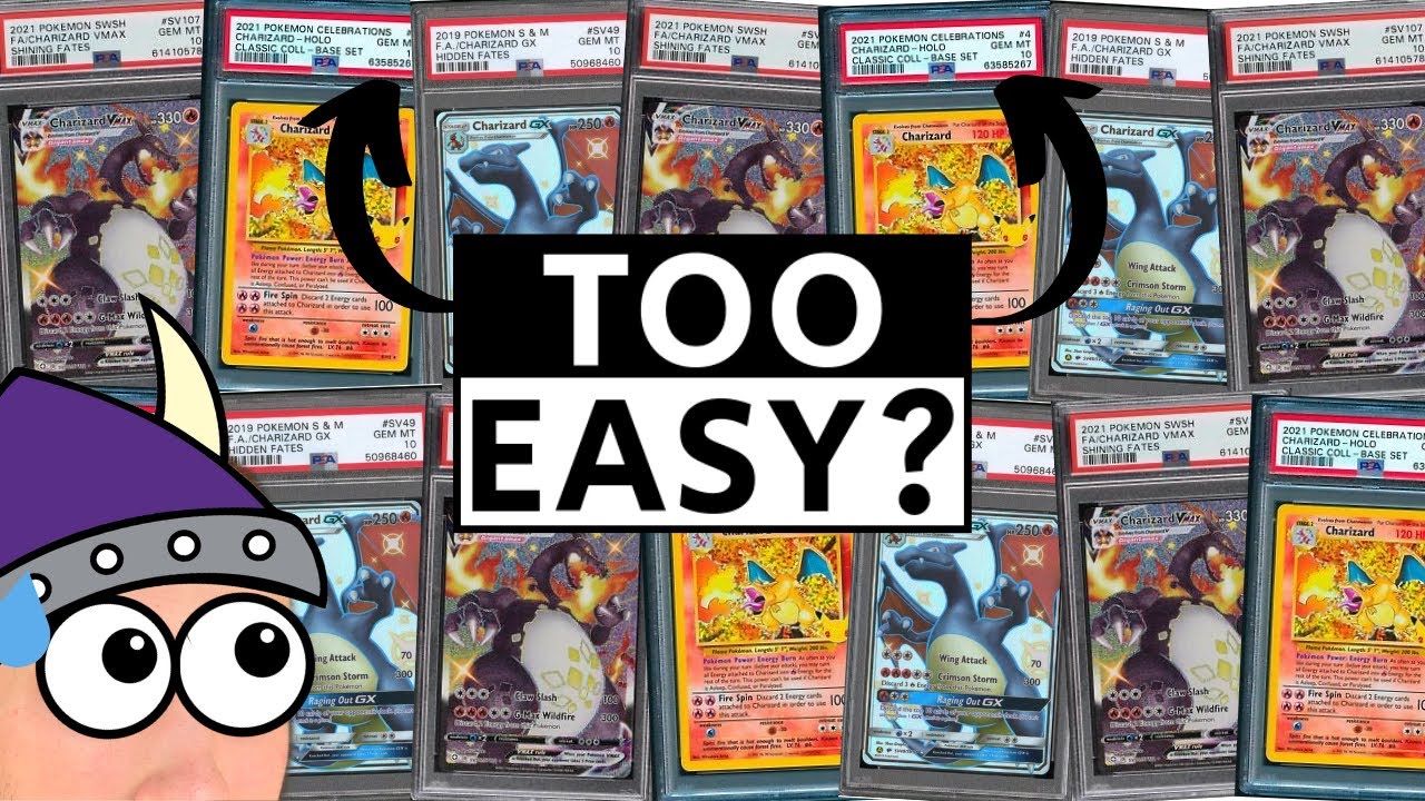 Top 10 EASIEST Charizard Pokemon Cards To Grade!