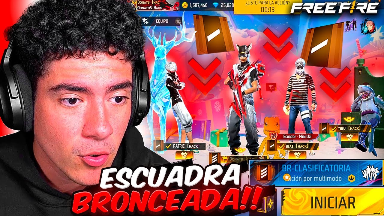 JUGUE CON UNA ESCUADRA DE BRONCEADOS EN FREE FIRE  - TheDonato Live