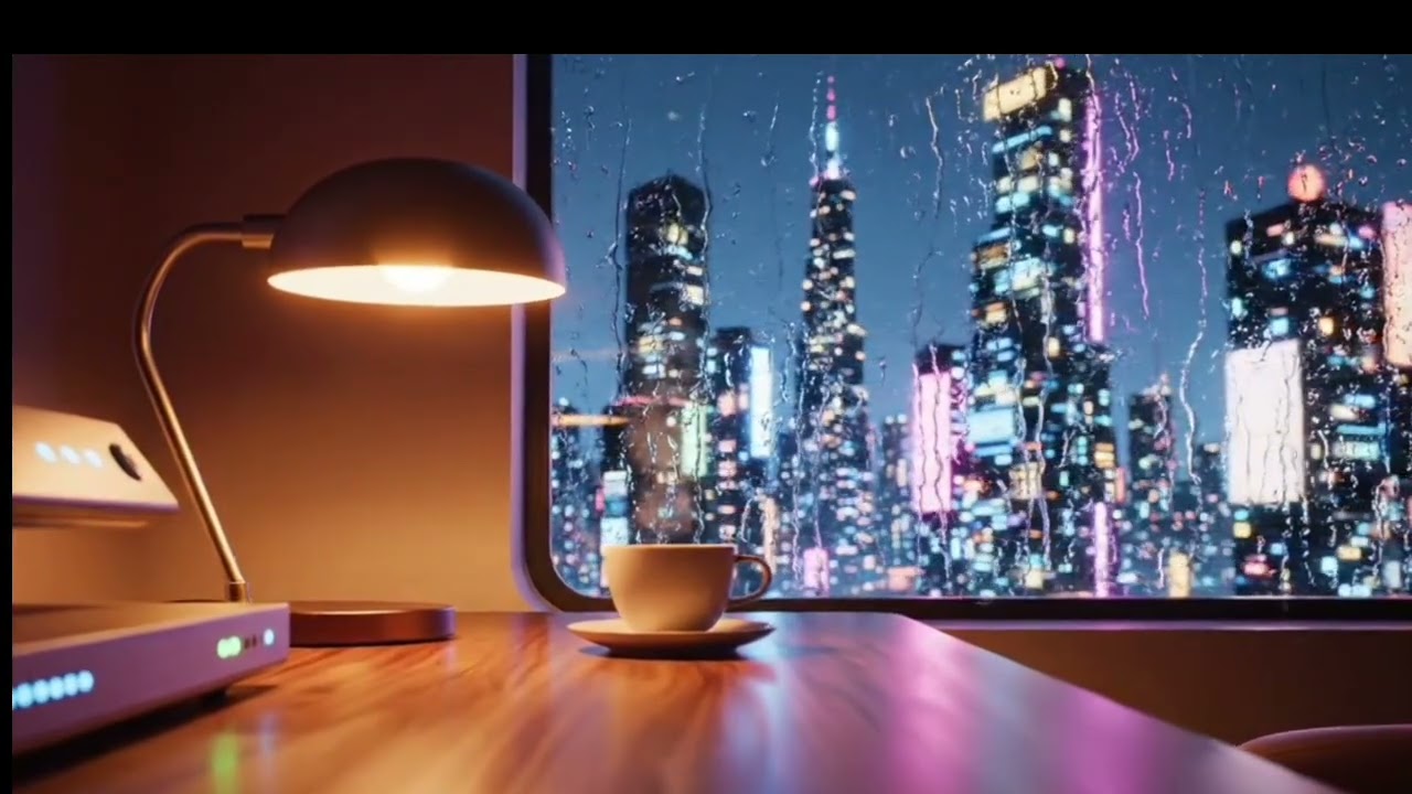 Learn or work at Cyberpunk Apartment 🌧️ Cozy Future Ambience. 