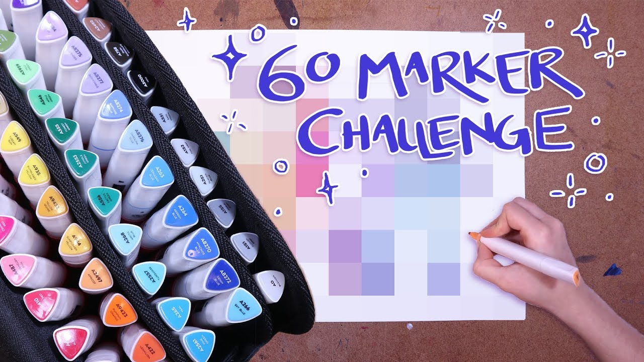 USING EVERY COLOUR TO MAKE ART!? - 60 Marker Challenge - Arteza Everblend Markers