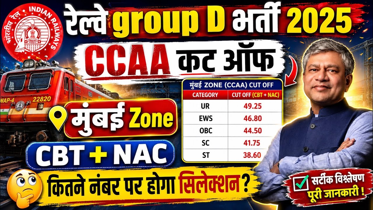 🔥RRB Group D CCAA Mumbai Zone Cut Off-CBT + NAC पर कितने नंबर चाहिए? #rrbgroupd #rrb #ccaa #groupd 