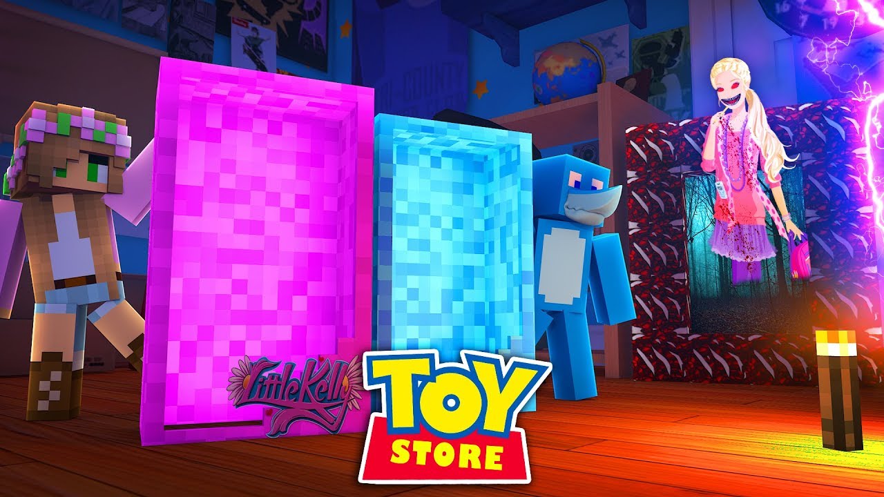 Minecraft TOY STORE - BARBIE .EXE THREATENS LITTLE KELLY !!! w/ Sharky and Little Carly