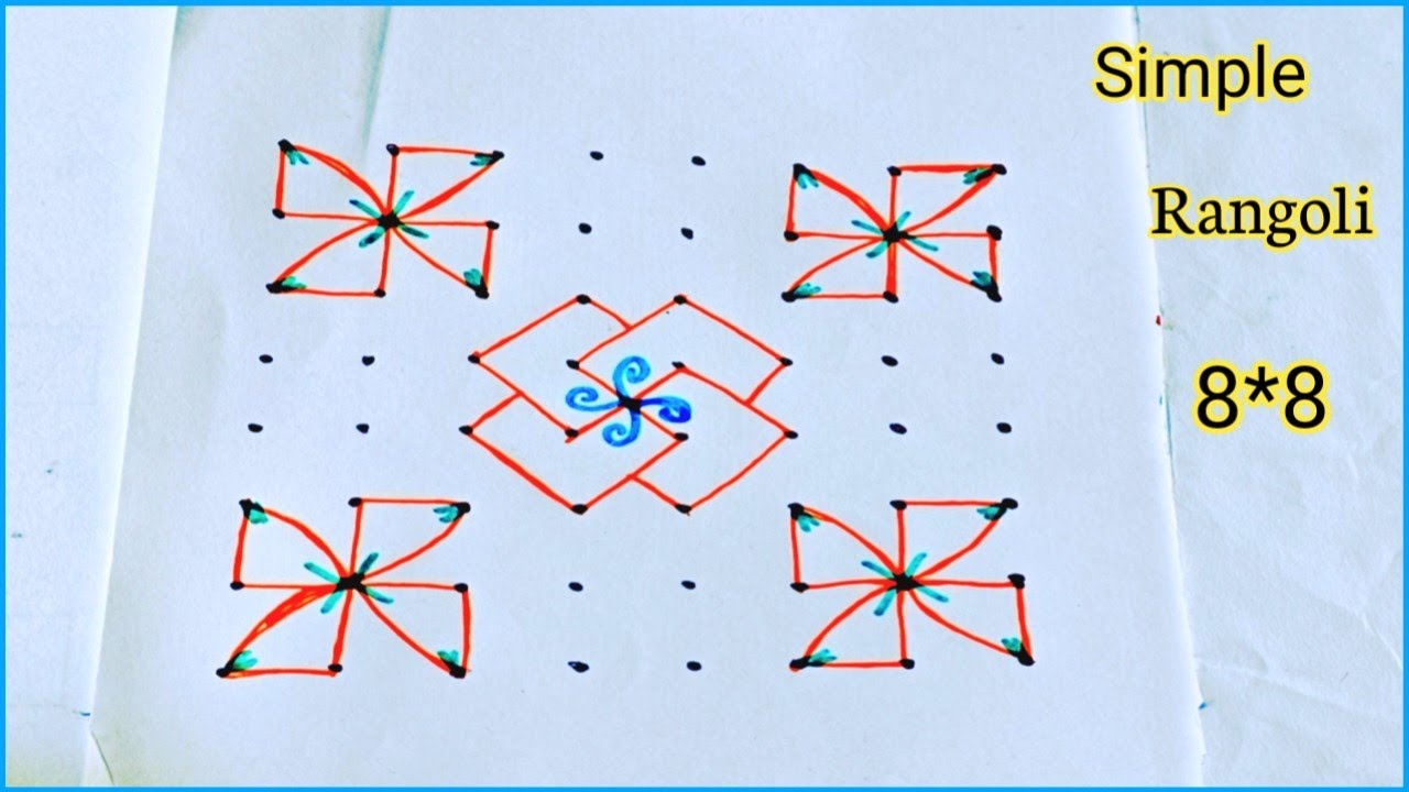 8*8 dots Simple chukkala muggu || Easy Rangoli design || Simple muggulu 