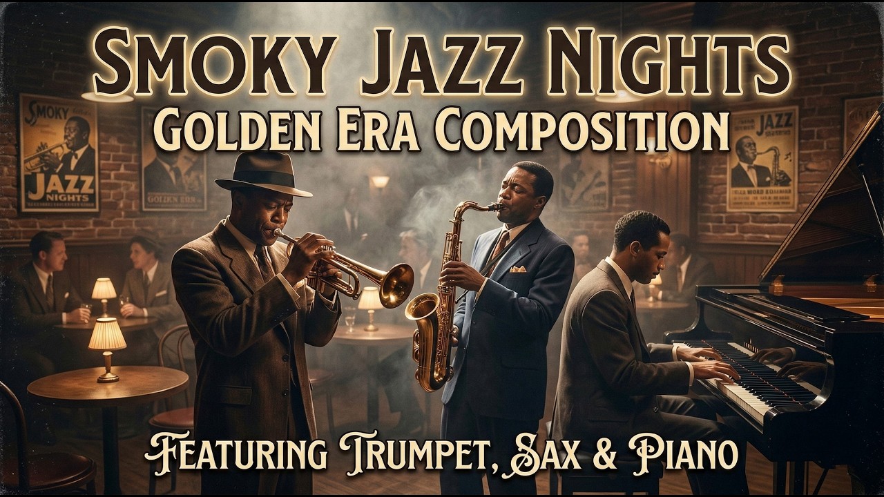 Smoky Jazz Club Ambience | Saxophone, Trumpet & Piano | Late Night Swing