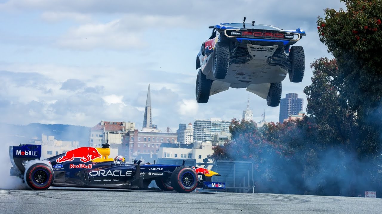 Ford Raptor T1+ Jumps Over F1 Car in San Francisco &mdash; Red Bull Showrun 2026