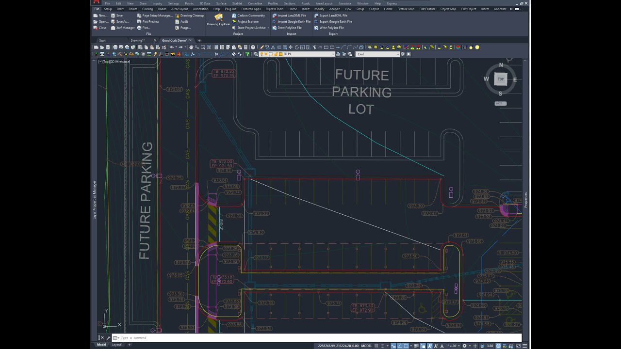 Carlson Commands Using Offest 3D Polyline