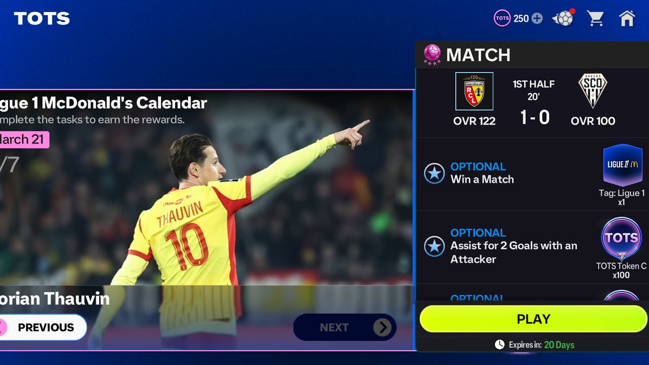RC Lens vs. Angers SCO. Tots. Florian Thauvin. FC Mobile 