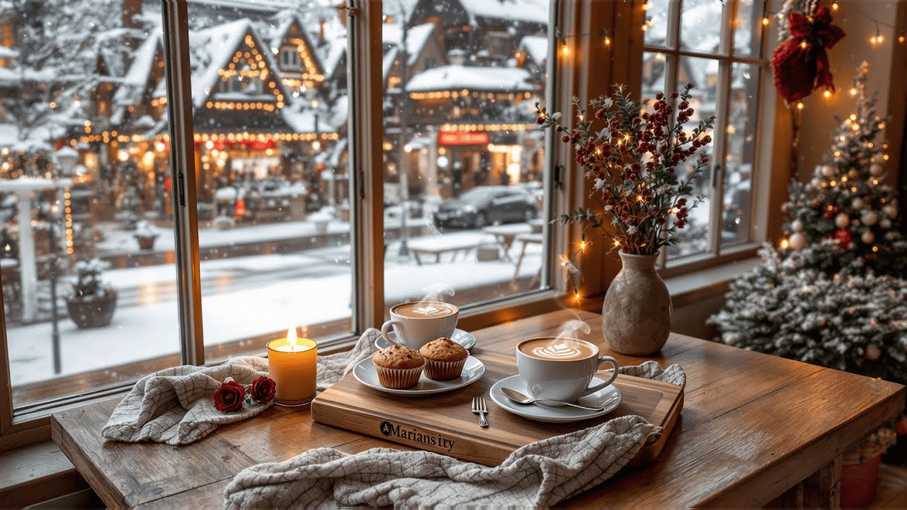 Cozy Christmas Coffee Shop Ambience with Smooth Jazz Music❄️🎄Calming Holiday Music for Relax, Study